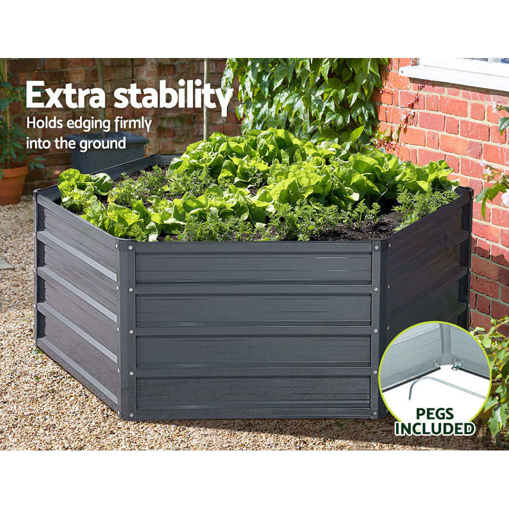 Green Fingers 2x Garden Bed 130x130x46cm Planter Box Raised Container Galvanised