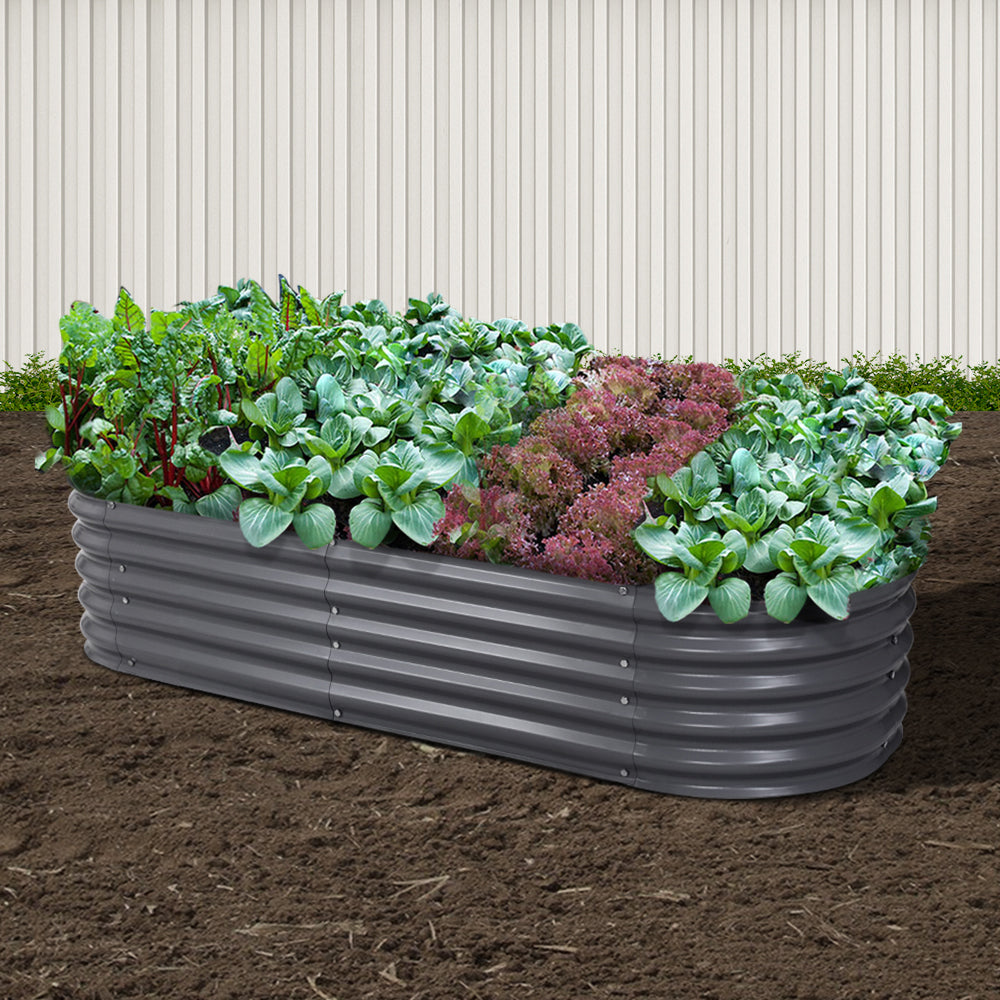 Green Fingers Garden Bed 160X80X42cm Oval Planter Box Raised Container Galvanised