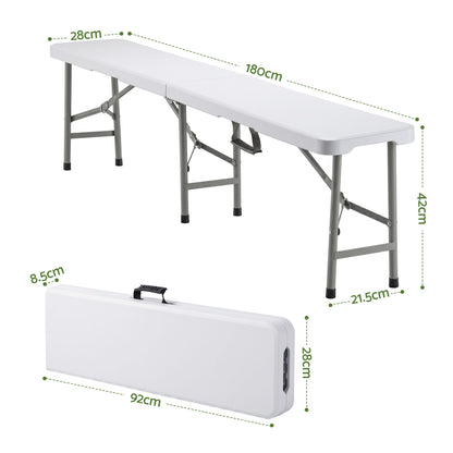Gardeon 180cm Folding Garden Bench Portable Trestle Seat HDPE Fold In Half White