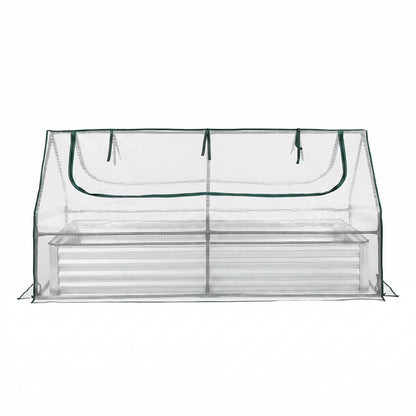 Green Fingers 3 in 1 Raised Garden Bed with Greenhouse Galvanised Planter Box Kit