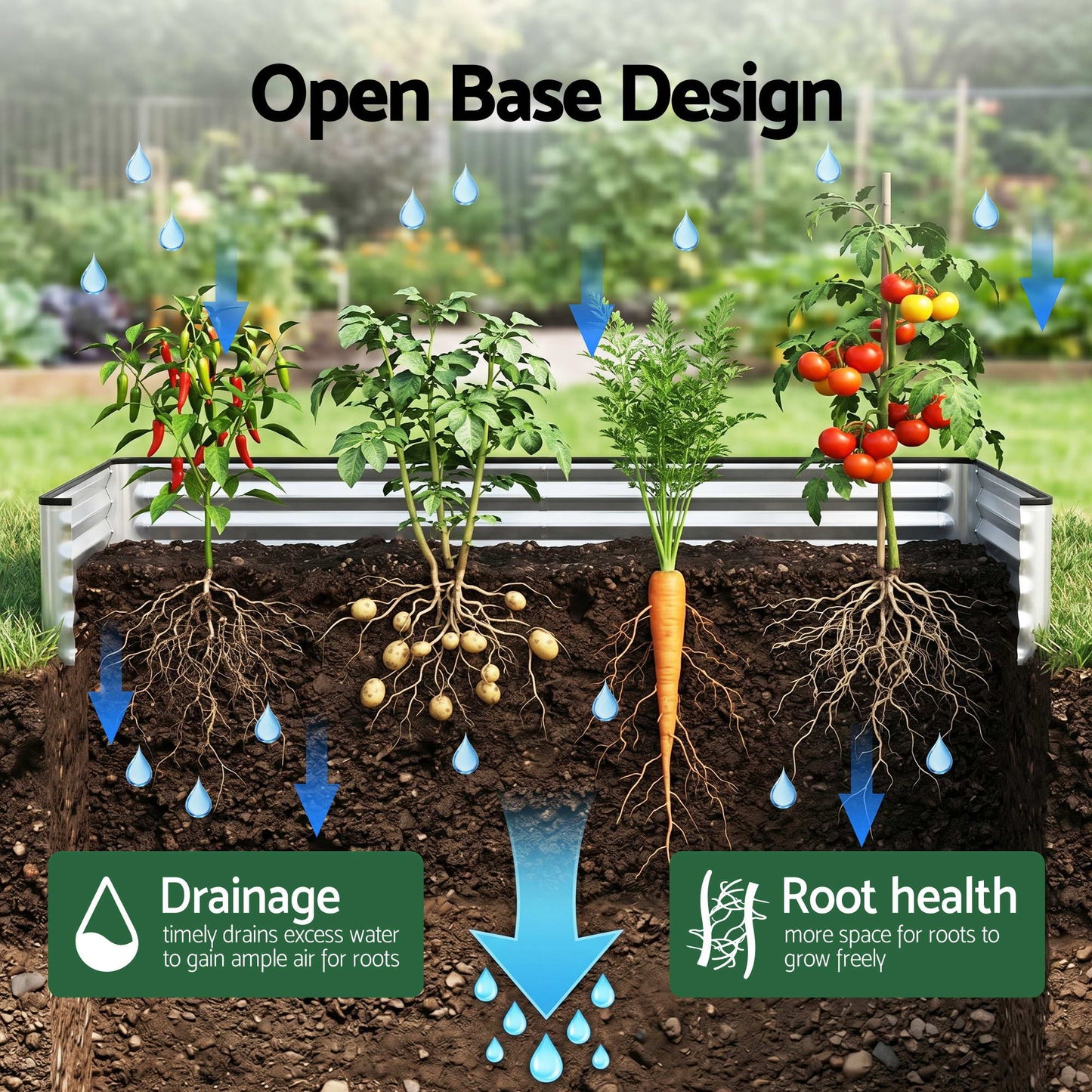 Green Fingers 3 in 1 Raised Garden Bed with Greenhouse Galvanised Planter Box Kit