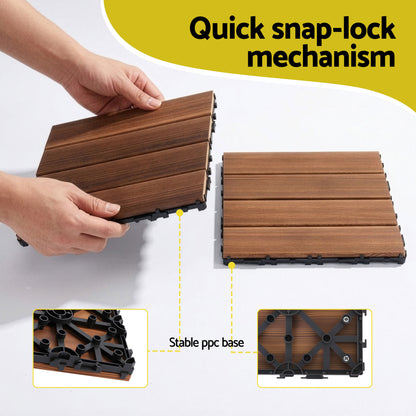 Gardeon 10PCS Wood Deck Tiles 30x30cm Interlocking Floor Tiles for Patio Balcony Garden