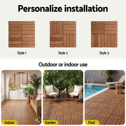 Gardeon 27PCS Wood Deck Tiles 30x30cm Interlocking Floor Tiles for Patio Balcony Garden