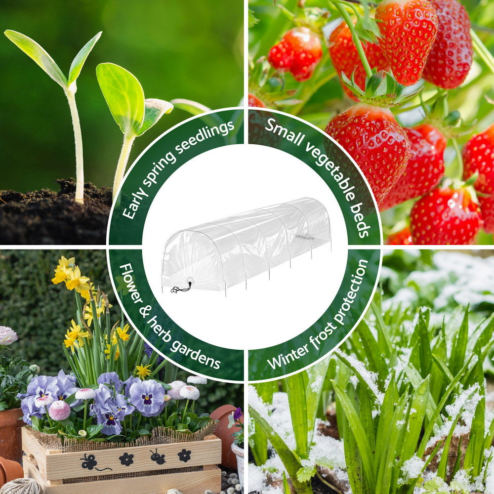 Green Fingers Mini Greenhouse 300x45x30cm Tunnel Clear PVC Steel Frame Portable