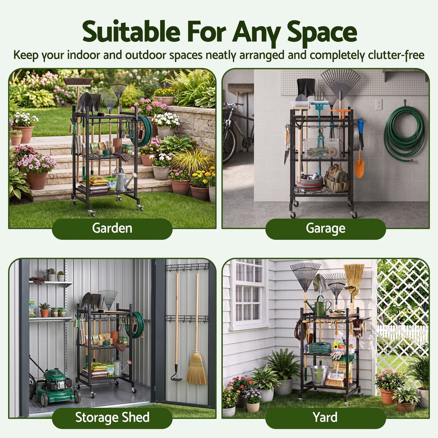 Gardeon Garden Tool Organizer with Wheels Heavy Duty Garage Yard Storage Cart