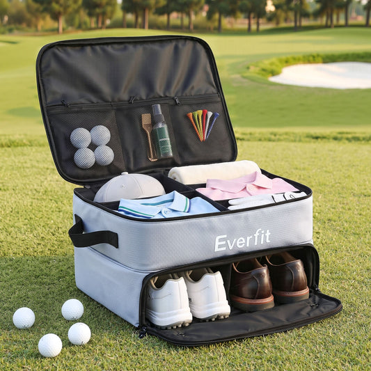 Everfit Golf Storage Bag 2-Tier Trunk Organizer with Ventilated Shoe Compartment Grey
