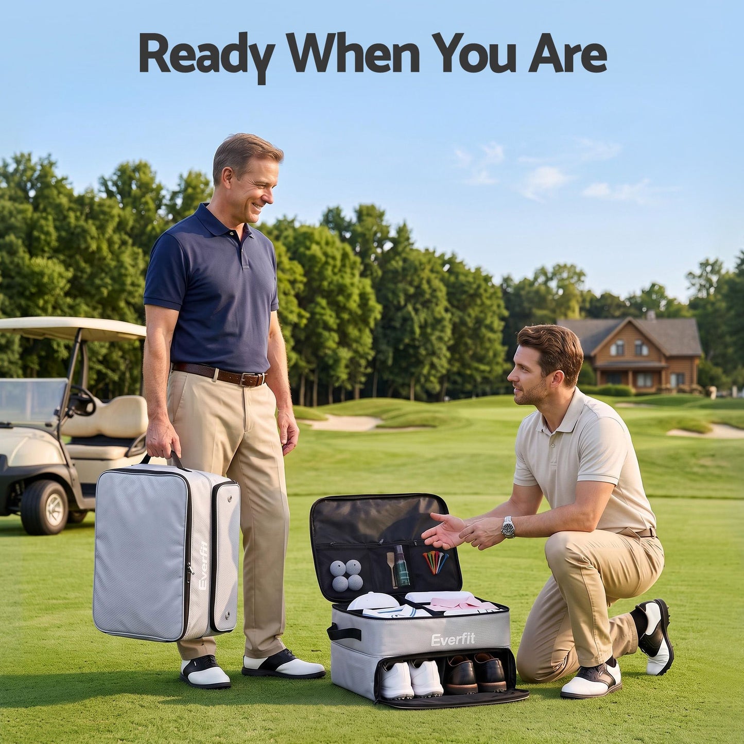 Everfit Golf Trunk Organizer for Car, 2-Tier Golf Storage Bag with Ventilated Shoe Compartment Grey