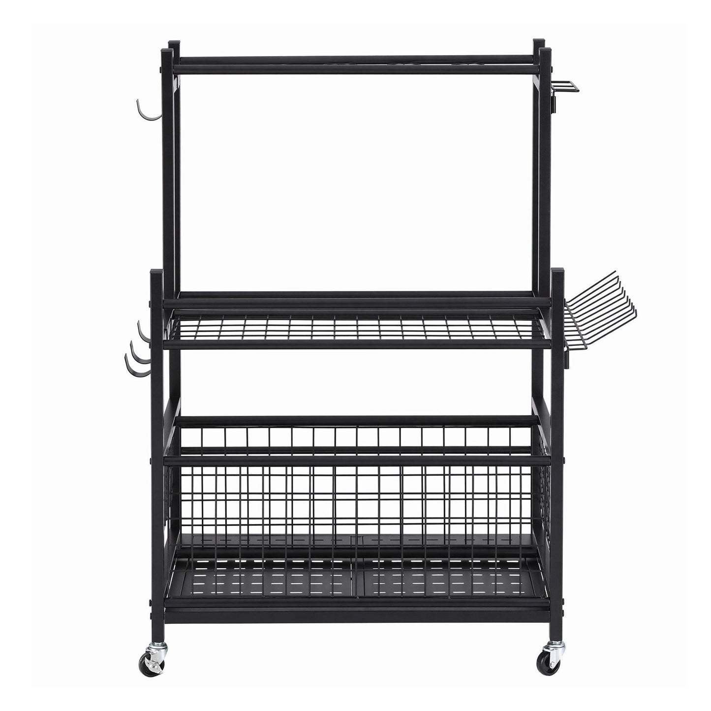 Gardeon Garden Tool Organizer Rack 16 Slots Rolling Garage Storage with Hooks