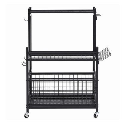 Gardeon Garden Tool Organizer Rack 16 Slots Rolling Garage Storage with Hooks