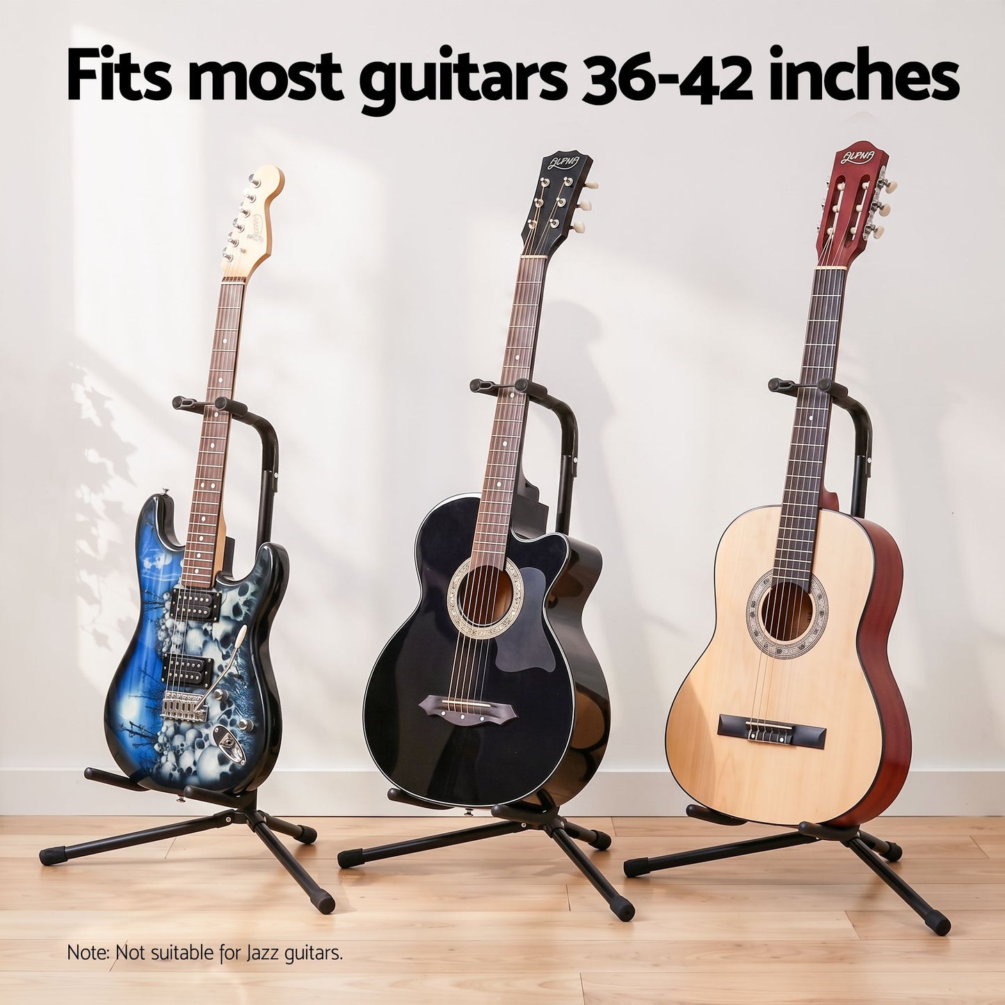 Alpha Iron Adjustable Guitar Stand Folding Instrument Holder Acoustic Bass Rack Black
