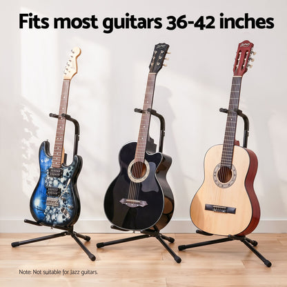 Alpha Iron Adjustable Guitar Stand Folding Instrument Holder Acoustic Bass Rack Black