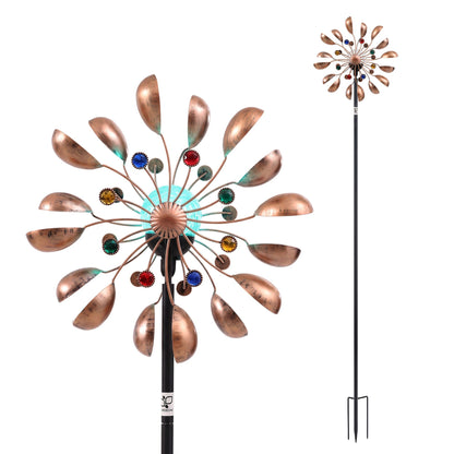 Gardeon Garden Windmill Metal Wind Spinner Solar Light Outdoor 190cmr Bronze