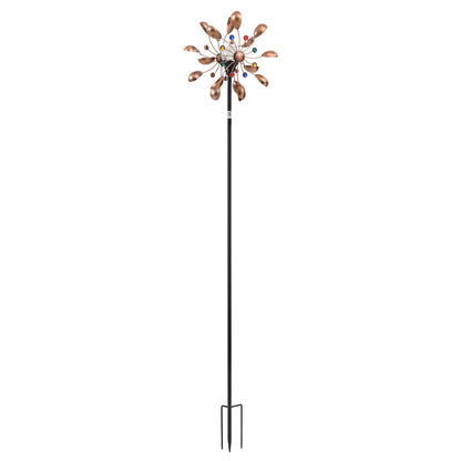 Gardeon Garden Windmill Metal Wind Spinner Solar Light Outdoor 190cmr Bronze