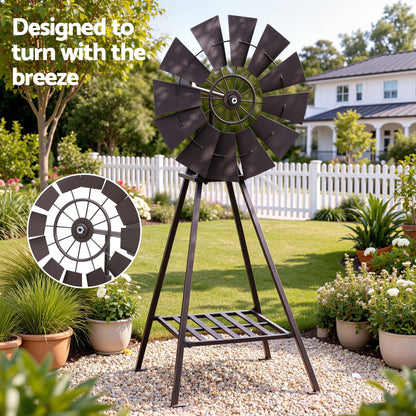 Gardeon Garden Windmill Metal Outdoor Yard Decor 120cm Bronze