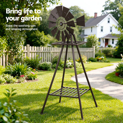 Gardeon Garden Windmill Metal Outdoor Yard Decor 160cm Bronze