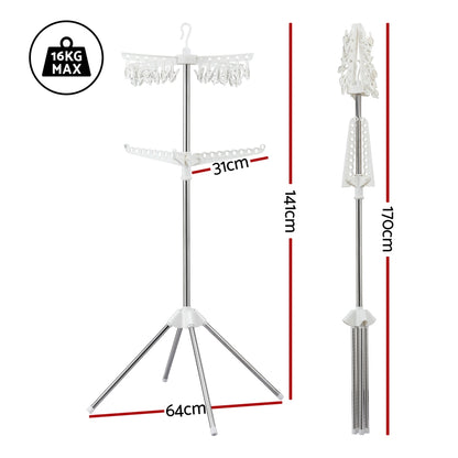 Artiss Clothes Rack Airer 2 Tier Rotatable Hanger Foldable