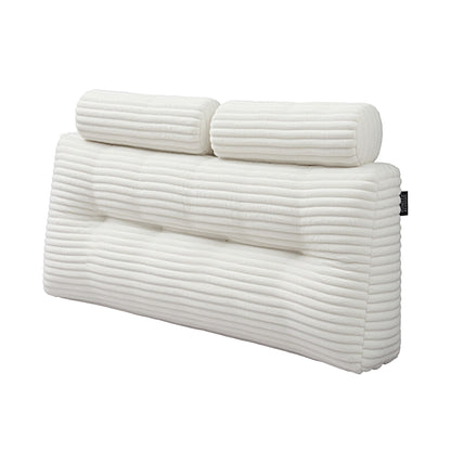Giselle wedge pillow headboard with non-flattening shredded foam core, perfect for dorm reading or sofa lap desk, 330g corduroy cover, side pockets, Double