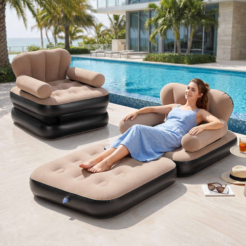 Gardeon Inflatable Chair Sun Lounge Air Sofa Blow Up Air Chair for Camping with Pump