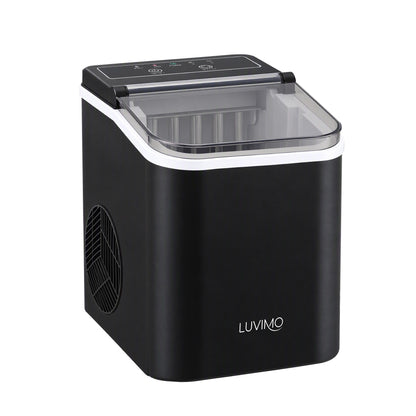 LUVIMO 12kg Ice Maker Machine Full Open Cover Deep Clean - Black