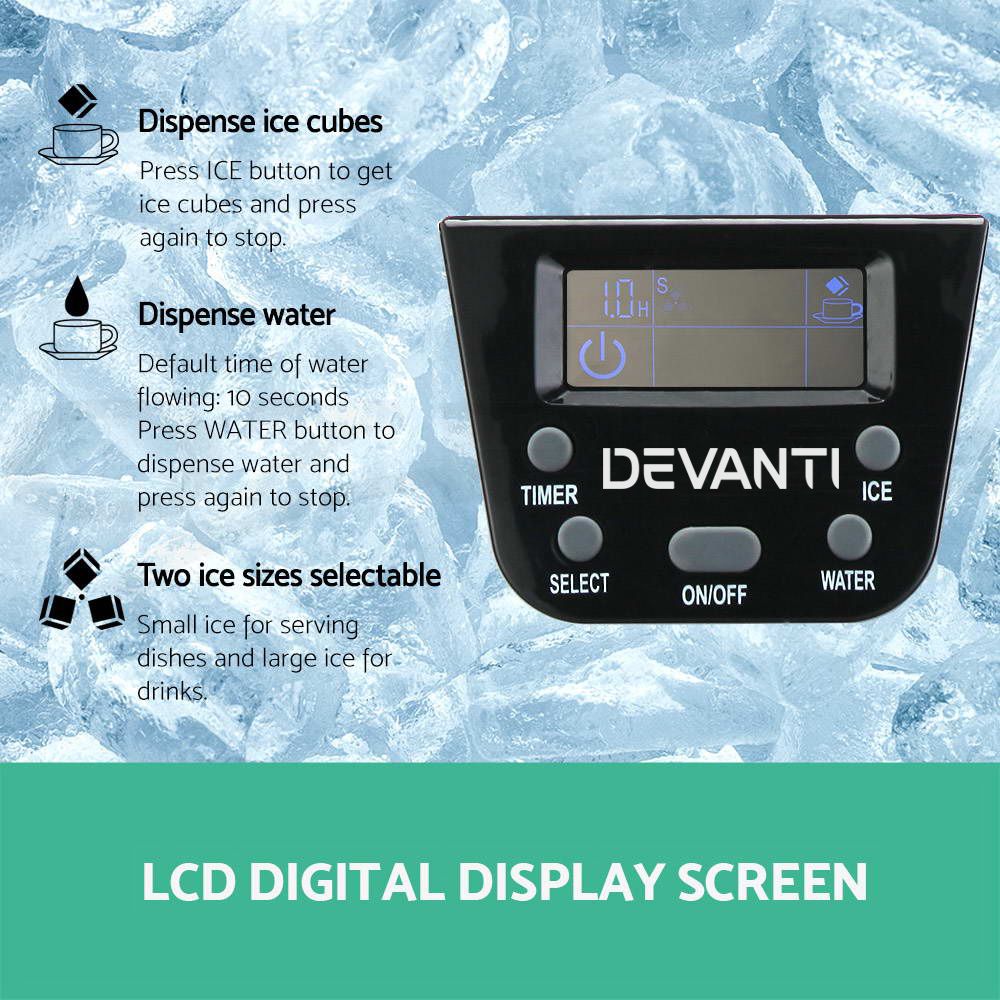 Devanti 12kg Ice Maker Machine with Water Dispenser