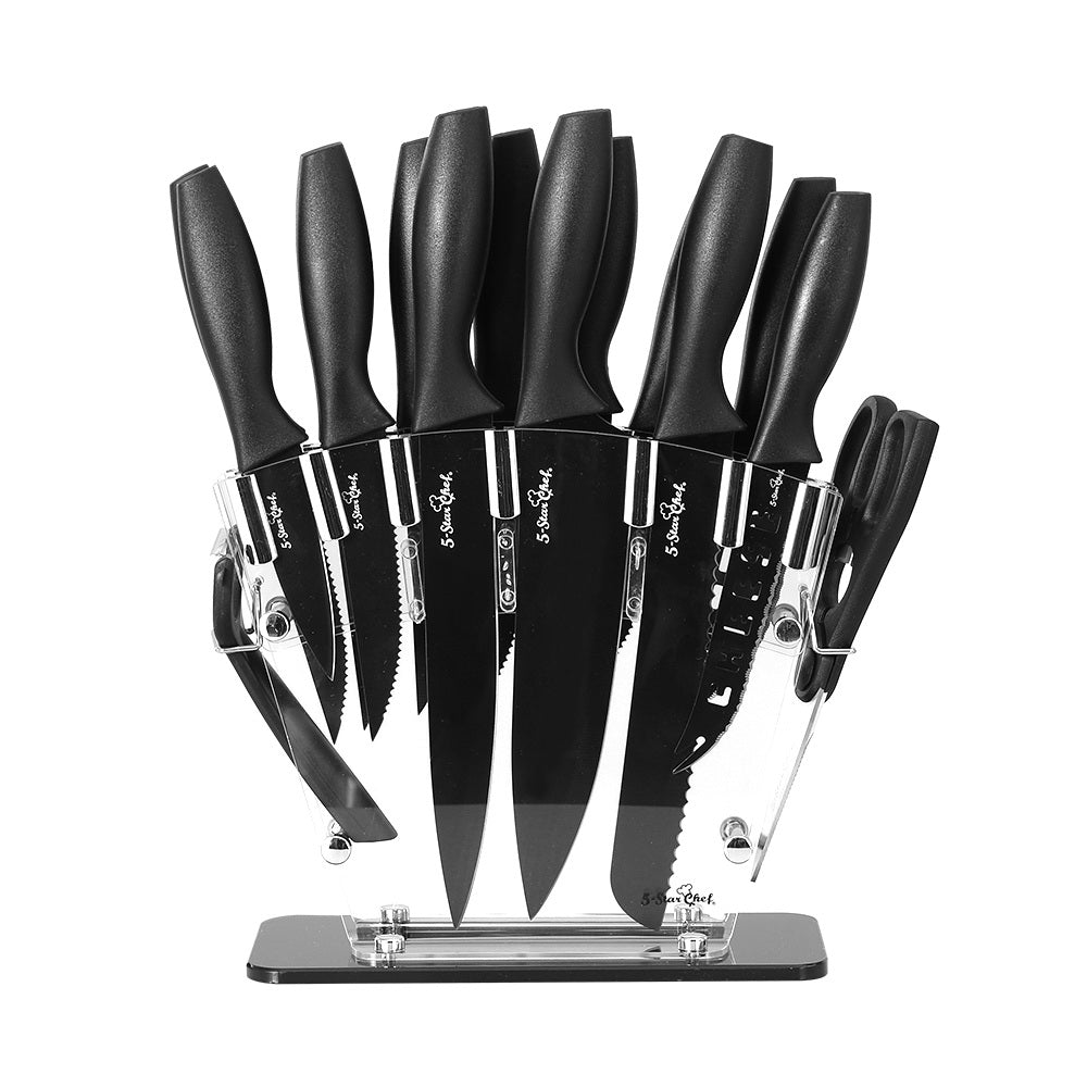 5-Star Chef 17PCS Kitchen Knife Set Stainless Steel Non-stick with Sharpener