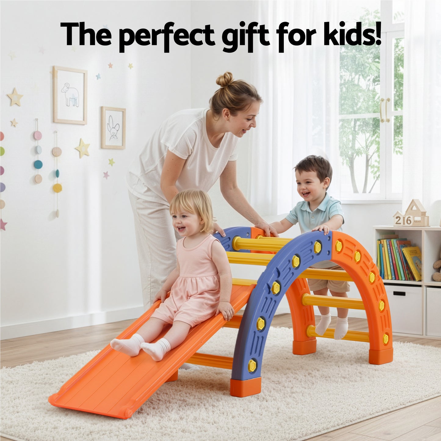 Keezi Kids Climbing Frame Set With Slide Indoor Outdoor Toddler Toys Pikler Arch Climber