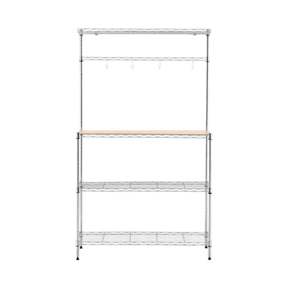 Artiss 4-Tier Metal Kitchen Rack Shelf Silver Storage Shelves Organizer Microwave Stand 90cmx151cm
