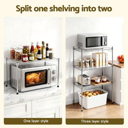 Artiss 5-Tier Kitchen Rack Shelf Shelving Unit 60x35x150CM Adjustable Metal Storage Shelves Silver