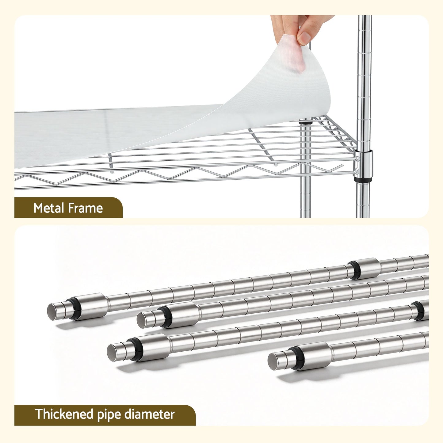 Artiss 5-Tier Kitchen Rack Shelf Shelving Unit 60x35x150CM Adjustable Metal Storage Shelves Silver