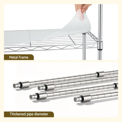 Artiss 5-Tier Kitchen Rack Shelf Shelving Unit 60x35x150CM Adjustable Metal Storage Shelves Silver