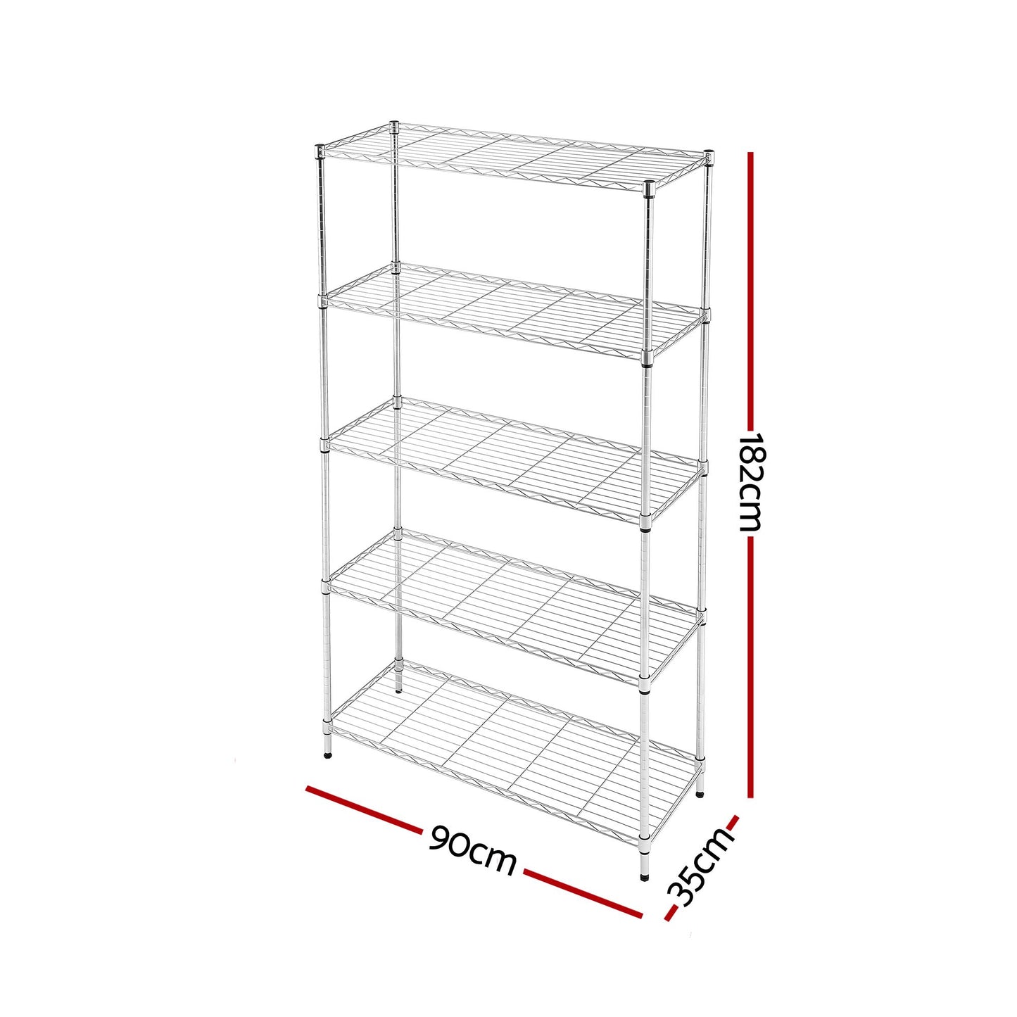 Artiss 5-Tier Kitchen Rack Shelf Shelving 90x35x182CM Adjustable Metal Storage Shelves