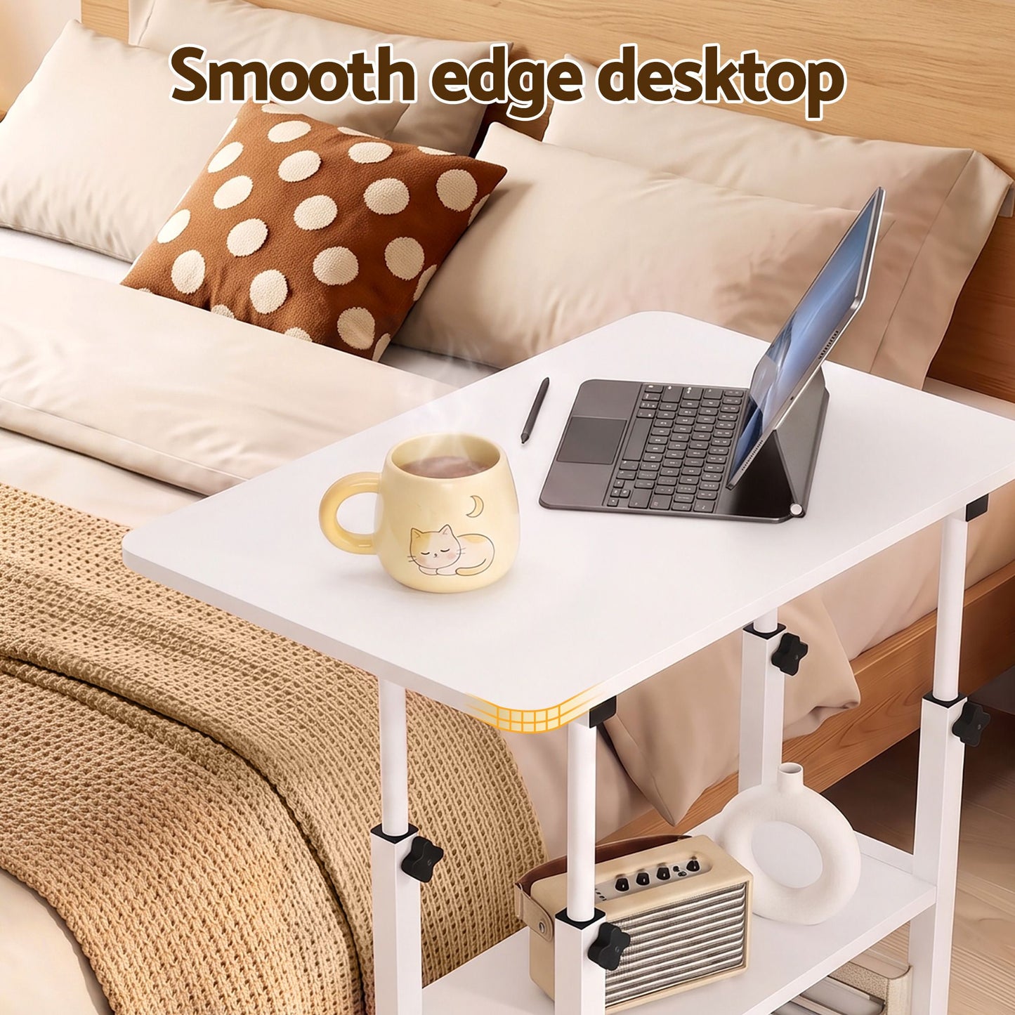 Artiss Laptop Desk Height Adjustable Mobile Workstation Computer Desks 60CM White