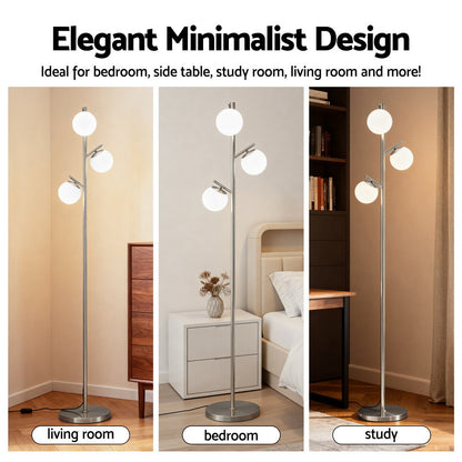 Artiss 3-Light Tree Floor Lamp 165cm Tall Standing Light with Sphere Glass Shades for Modern Homes