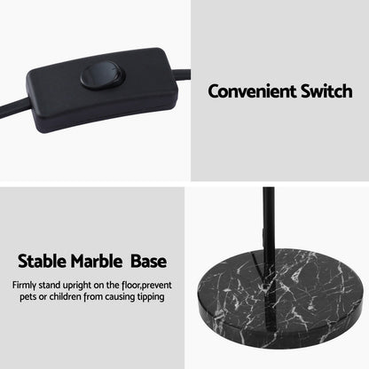 Artiss Modern Arched Floor Lamp Black Standing Heavy-Duty Marble Base for Living Room Bedroom