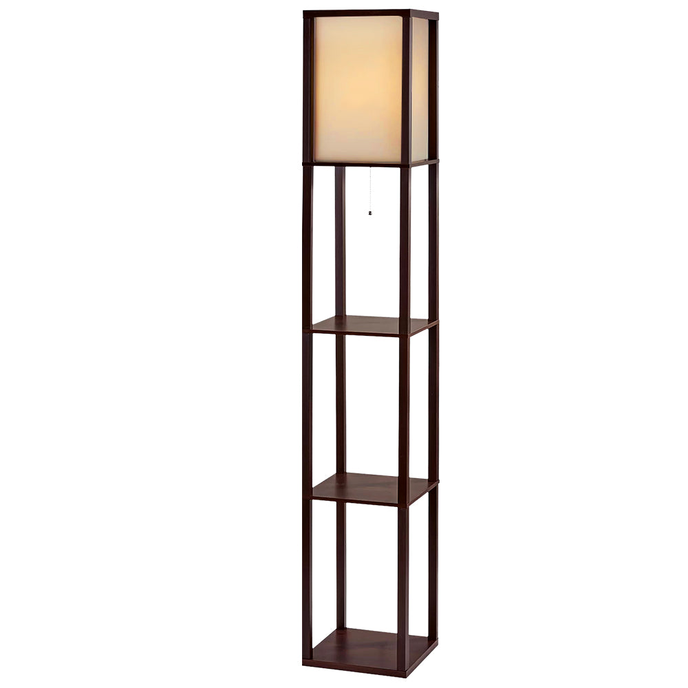 Artiss Floor Lamp 3 Tier Shelf Storage LED Light Stand Home Room Vintage Brown