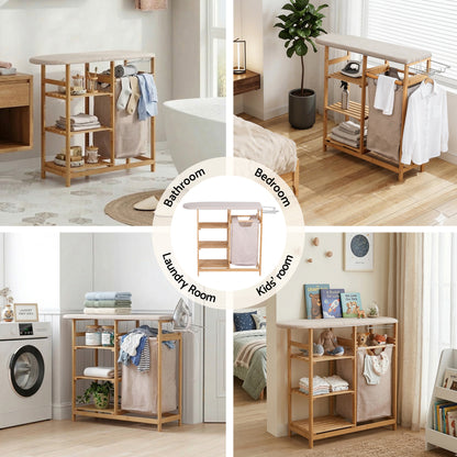 Artiss Laundry Basket Hamper with Ironing Board Bamboo
