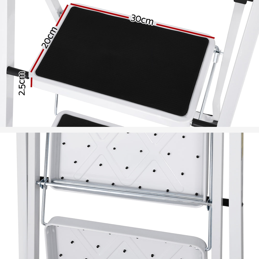 Giantz 2 Step Ladder Multi-Purpose Folding Steel Light Weight Platform