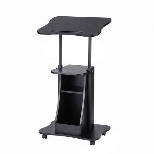 Artiss Mobile Podium Stand with Lockable Wheels Height Adjustable Laptop Desk Black