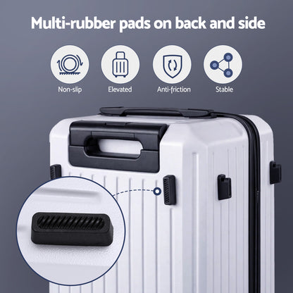 Wanderlite 2pcs Trunk Luggage Suitcase Travel Carry On TSA Lock 12" 20" White