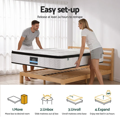 Giselle Bedding Single Mattress 30cm Pocket Spring Euro Top Medium Firm Foam