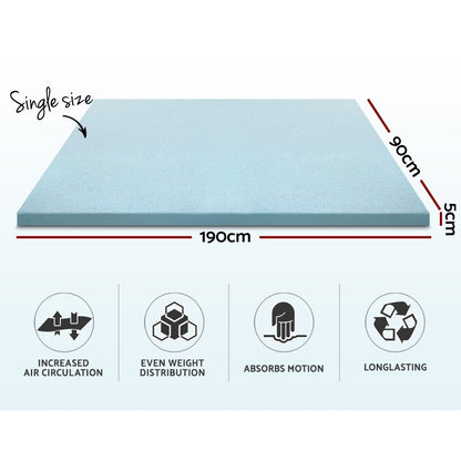 Giselle Bedding Memory Foam Mattress Topper Cool Gel 5cm Single