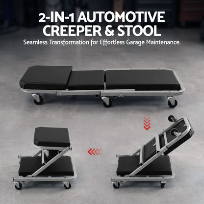 Giantz Garage Creeper 2-in-1 Mechanic Stool Rolling Automotive Z Creeper Seat