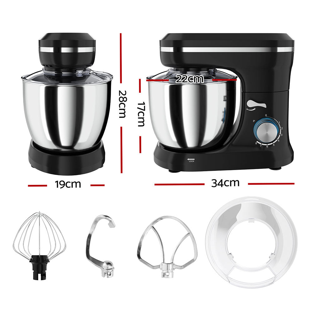 Devanti 3in1 Stand Mixer 8 Speed 5L Mix Master 400W Black