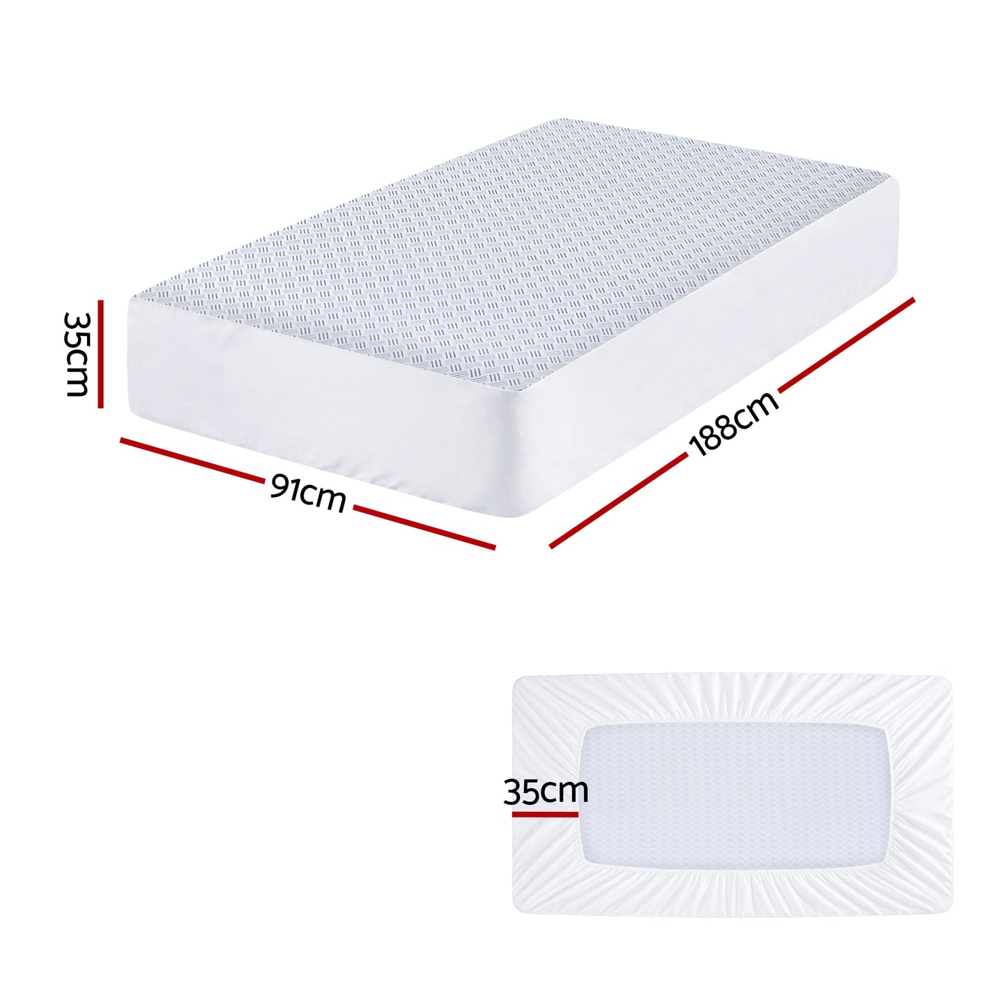 Giselle Cooling Mattress Protector Waterproof Deep Pocket Fitted Cover Single