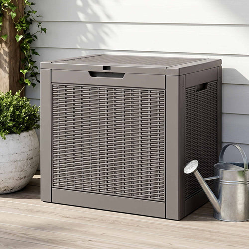 Gardeon Outdoor Storage Box 118L Container Lockable Garden Toy Tool Rattan-Texture Brown