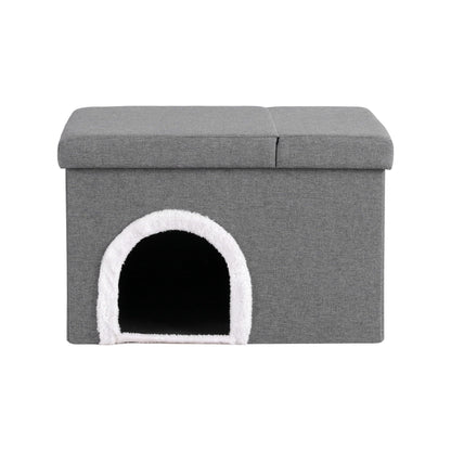 Artiss Storage Ottoman Foot Stool Cat Litter Box Enclosure Foldable Grey