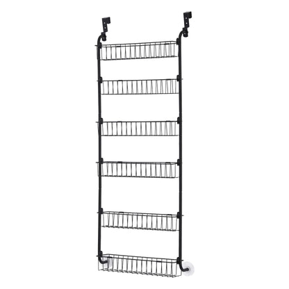 Artiss Over Door Storage Hanger Pantry 6-Tier Metal Hook Hanging Organiser Black