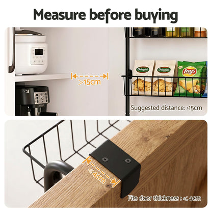 Artiss Over Door Storage Hanger Pantry 6-Tier Metal Hook Hanging Organiser Black