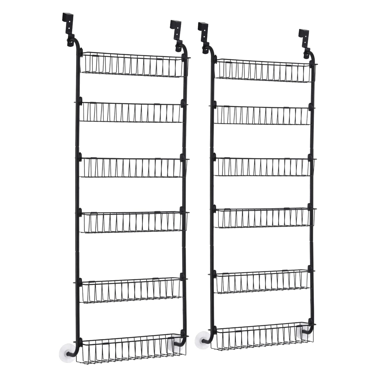 Artiss 2x Over Door Storage Pantry Organiser 6-Tier Metal Hanger Hook Black