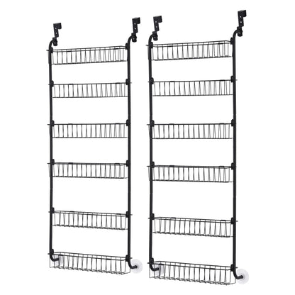 Artiss 2x Over Door Storage Pantry Organiser 6-Tier Metal Hanger Hook Black